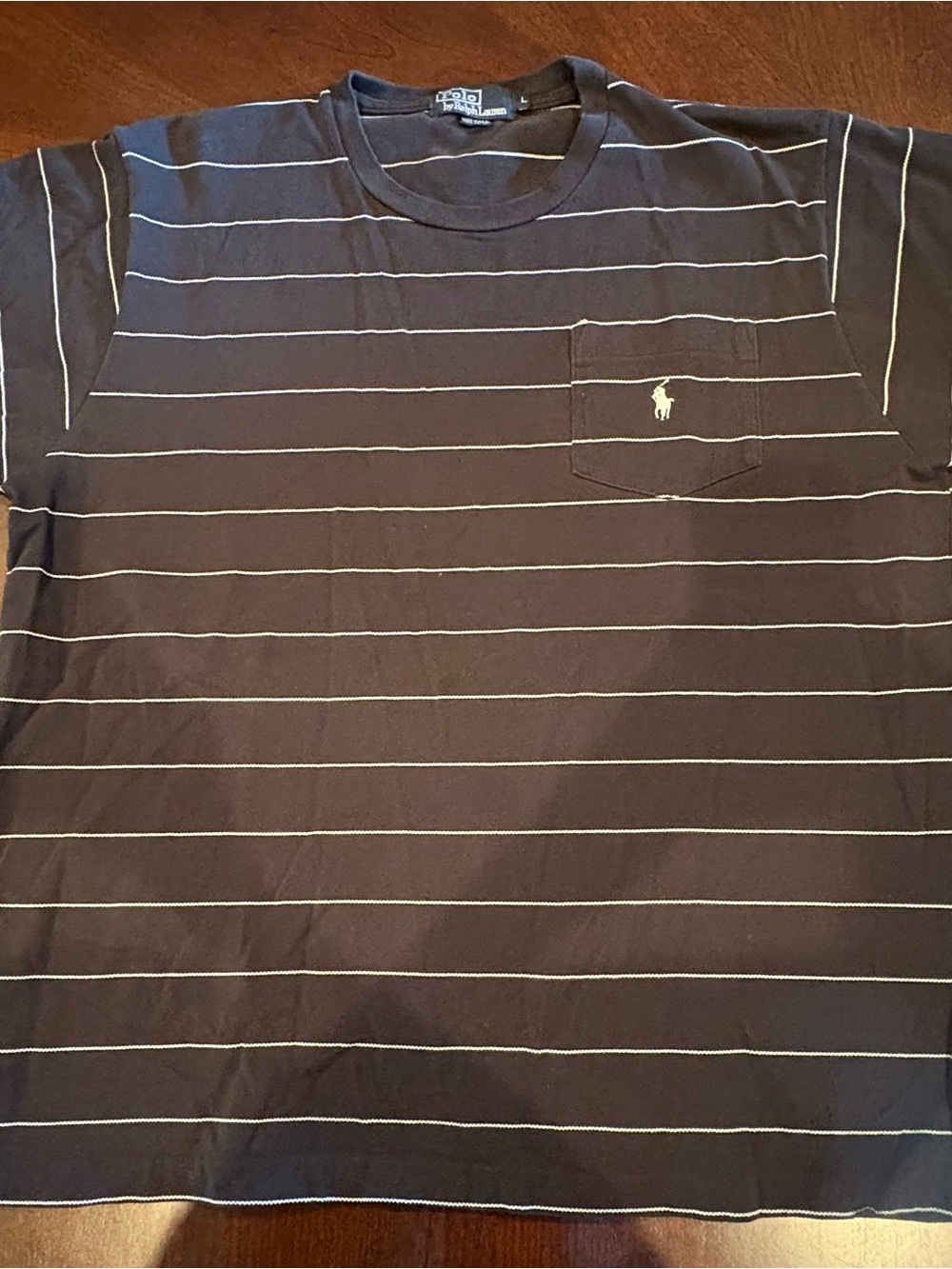 Polo Ralph Lauren Striped Pocket T-Shirt Black White Men’s L 100% Cotton
